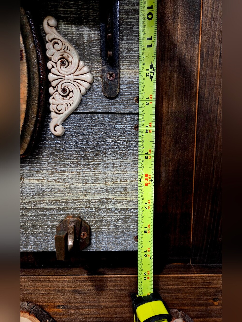 Handmade Rustic Coffee Bar Wall Decor With Hooks Along Bottom & Live Edge Shelf! - Picture 15 of 16